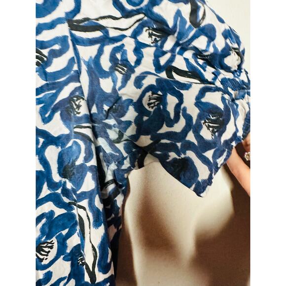 APIECE APART Blue White Floral Cotton Las Alturas Mini Dress Size Small - Picture 8 of 9